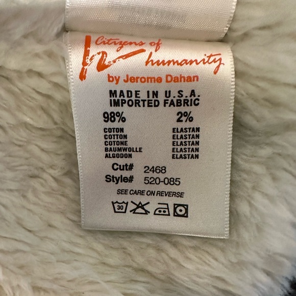 Citizens of Humanity Faux Fur Denim Jacket, Embroidered Front Pockets. Size 8 - Picture 11 of 14